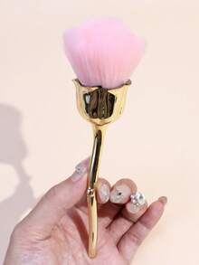 1支玫瑰形腮红刷，散粉刷，美甲粉刷，方便携带，适合初学者使用 - 彩色 - 查看 11