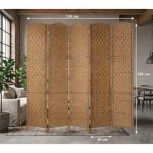 6 Panel Folding Privacy Screen Room Divider, Freestanding Partition For Home Bedroom Office - Natural - View 1