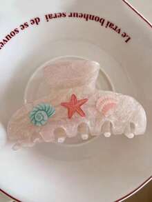 3个可爱甜美的樱桃、海星、贝壳半圆形发夹，优雅的丸子头夹，马尾辫发爪，适合外出、派对、假期、节日等场合的多功能发饰，是夏季穿搭、旅行、生日的理想礼物。 - 彩色 - 查看 9