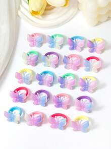 10 pièces Chouchous à oreilles de lapin en tissu 3D de couleur Maillard, jolies attaches de cheveux élastiques à fleurs, doux pour les cheveux, accessoires de cheveux quotidiens et de fête pour filles - Multicolore - Voir 7