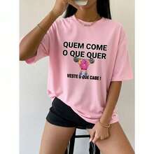 Camiseta Blusa Feminina camiseta engraçada e divertida para treino descolado 100% Algodão Tshirt Over Treino Caminhada Crossfit Academia Musculação Fitness Gym Cardio Conforto Tecido Leve Refrescante - Rosa Bebê - Visão 8