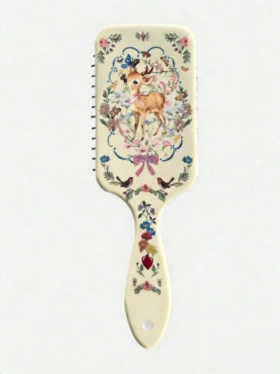 Lược đệm khí in hình vòng hoa, hươu và nơ dễ thương, lược massage da đầu chống xơ rối, bộ dụng cụ tạo kiểu tóc, bộ sản phẩm tạo kiểu tóc - Nhiều màu - Xem 1