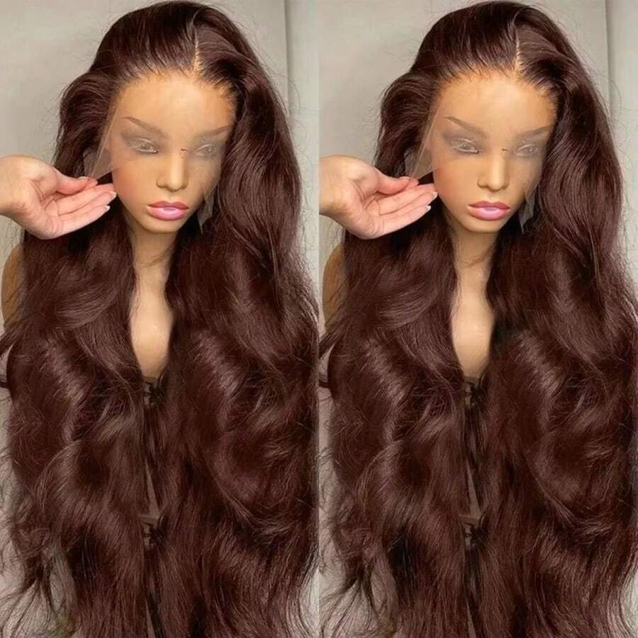 200% Density 28 Inch Natural Brown 13x4 Large Area HD Transparent Lace Front Wig, Pre-Trimmed Hairline, 28 Inch Wavy Human Hair Lace Front Wig, Suitable For Daily Wear Or Occasions