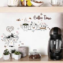 1/4 Set Cute Cartoon Coffee Cup Wall Stickers, Removable Self-Adhesive Waterproof Decals For Kitchen, Cafe, Coffee Bar, Dessert Shop And Home Decor - Coffee Wall Stickers - View 9