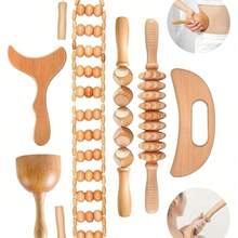 1pcs Wood Therapy Massage Tool Lymphatic Drainage Massager Kit  Body Cellulite Massager For Body Sculpting,Contouring,Relief Muscle,Anti-Cellulite - 彩色 - 查看 1