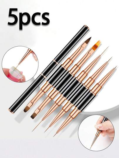 Bộ 5 cọ vẽ móng hai đầu, cọ vẽ đường viền móng tay cán kim loại, thích hợp để vẽ đường dài, đường mảnh, hiệu ứng chuyển màu và nghệ thuật vẽ móng 3D, tương thích với sơn gel và móng acrylic. Bộ dụng cụ vẽ móng cao cấp, lý tưởng cho các kỹ thuật viên làm móng chuyên nghiệp và những người đam mê nghệ thuật vẽ móng. Dụng cụ vẽ móng, cọ vẽ móng, quà tặng Giáng sinh, quà tặng Ngày của Mẹ (Tùy chọn 1 chiếc/5 chiếc).