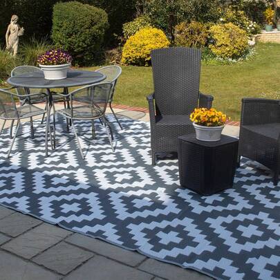 Valiant Waterproof Outdoor Rug - 180cm X 120cm - Geometric Grey