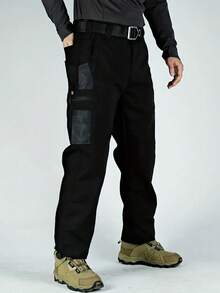 2 Pack Men's Multi-Pocket Cargo Pants Elastic Waist Utility Outdoor Hiking Work Pants - Đen + Xanh lá - Xem 3