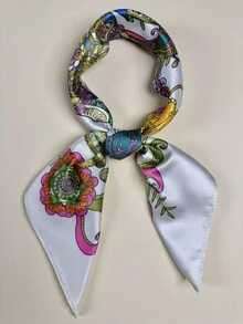 1件装女士趣味花卉蘑菇印花头巾/发带/发饰，打造时尚造型，适合海滩、假日等场合。 - 彩色 - 查看 3