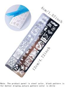 2 Tropical Plant Nail Printing Template, Parrot, Flamingo And Plant Fruit Nail Hot Stamping Plate, Easy To Clean, Reusable, DIY Nail Template Printing Mold Nail Tool - Silver - View 3