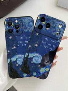 Fashionable Popular Personalized Starry Night Swirl Sky Art With Inspirational Quote Pattern Design Theme Luxury Shockproof Aesthetic Cute Phone Case, Lens Protrusion Protection, Compatible With For IPhone 17/17Pro/17Pro Max, 16, 15,14, 13, 12, 11 Plus/Pro Max And Series,And Compatible With For Galaxy S/A Series, Gift For Easter Day, Christmas Halloween Decoration/Gift For Birthday, Girlfriend, Boyfriend, Friend Or Yourself - Black - View 7