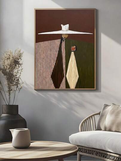 1pc Abstract Woman Wall Art Print, Modern Minimalist Portrait Poster, Minimalist Abstract Figure, Striped Outfit Canvas, Neutral Contemporary Home Decor, Large Statement Art, Festival Gift, The Ideal Gift For Friends, Bedroom Art Print, Living Room Decor, Office Decor, Bar Decor, Bathroom Decor, Kitchen Decor,Wall Arts, Wall Decor, Home Decor, Room Decor, Canvas Wall Art, Posters, Wall Art With Frame, Optional Frame ﻿ ﻿