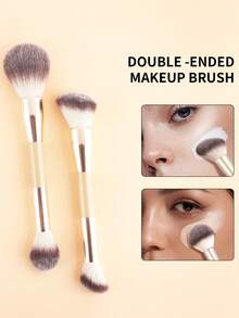 4pcs Double-Ended Makeup Brush Set, Powder Blush Contour Eye Shadow Brush, Multi-Purpose Makeup Brushes + 2pcs Makeup Sponges, Cosmetic Tools - Multicolor - View 7