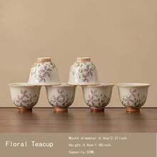 1个/2个/6个装植物灰釉陶瓷茶杯，创意手绘陶瓷浓缩咖啡杯，下午茶杯，红茶杯，中国功夫茶杯，水杯，陶瓷杯。是下午茶聚会、朋友聚会和节日礼物的理想之选。 - 彩色 - 查看 14