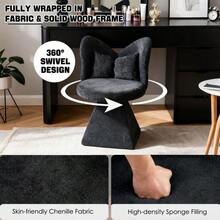 Vanity Chair With Butterfly Backrest, Swivel Accent Chair, Dining Chairs, Makeup Stool For Bedroom Care Trolley, Suitable For Living Room, Dining Room, Study And Leisure Areas - Black - View 3