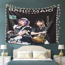 1件 Band-Maid 主题挂毯 - 日本动漫音乐乐队艺术印刷品，包含 KanaYuki 成员，横幅布艺海报，适用于客厅、卧室、宿舍装饰 - 情人节粉丝礼物 - 彩色 - 查看 2