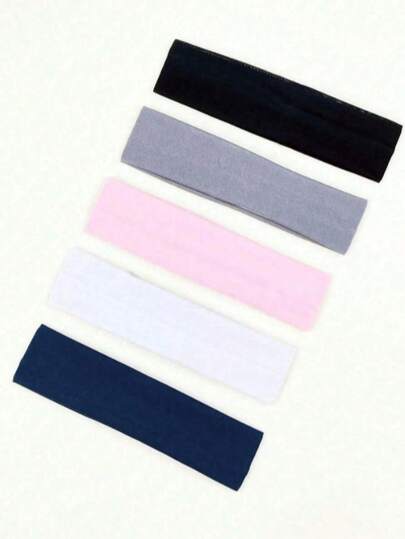 5Pcs Elastic Solid Headbands For Girl, Suitable For Casual, Yoga, Sports, Fitness, Spring/Summer, Elegant Scarf For Holiday, Soft Headwrap, Valentine's Day Girl Hair Accessories Elegant Hair Band Girl Head Scarf Work Out Sweatband