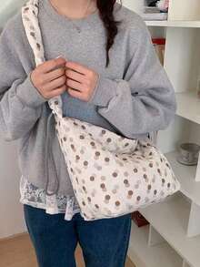 Back To School Korean Ins Niche Design Versatile Suitable For College Students Shoulder Bag, Cute Pleated Polka Dot Drawstring Casual Style Student Schoolbag, Commute & Daily Use - Multicolor - View 4