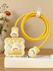 5 piezas de fundas protectoras de cable de carga de TPU con diseño de queso amarillo de dibujos animados, compatibles con cable de datos/cargador de Apple 18W/20W, protegen contra roturas - Multicolor - Ver 3