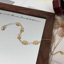 镀金不褪色钛钢字母手链，奢华简约设计，百搭女士手链 - 幾何手鍊 - 查看 3