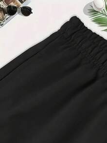 1 Set Of Summer New Men's Casual Sports Casual Suit Round Neck T-Shirt Short Sleeve + Shorts, Knitted Fabric, Fashionable Personality All-Rounder, Suitable For Outdoor Activities Printed Summer Two-Piece Set. - màu đen - Xem 8