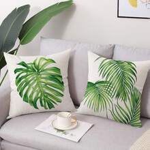 Fundas impermeables para almohadones de exterior de 18x18 pulgadas, juego de 2, con diseño de hojas tropicales verdes, fundas para cojines decorativos de Monstera y hojas de palma, para sofá - Argumento - 05 - Ver 4