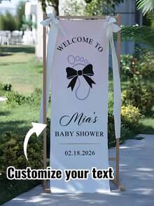 Faixa de boas-vindas branca personalizável em vários tamanhos - Pode ser personalizada com nome/data/texto, ideal para casamentos, aniversários, festas, decoração de diversos eventos, ótima para gestantes, pode ser usada em jardins, gramados e salas de estar. - Multicolorido - Ver 1