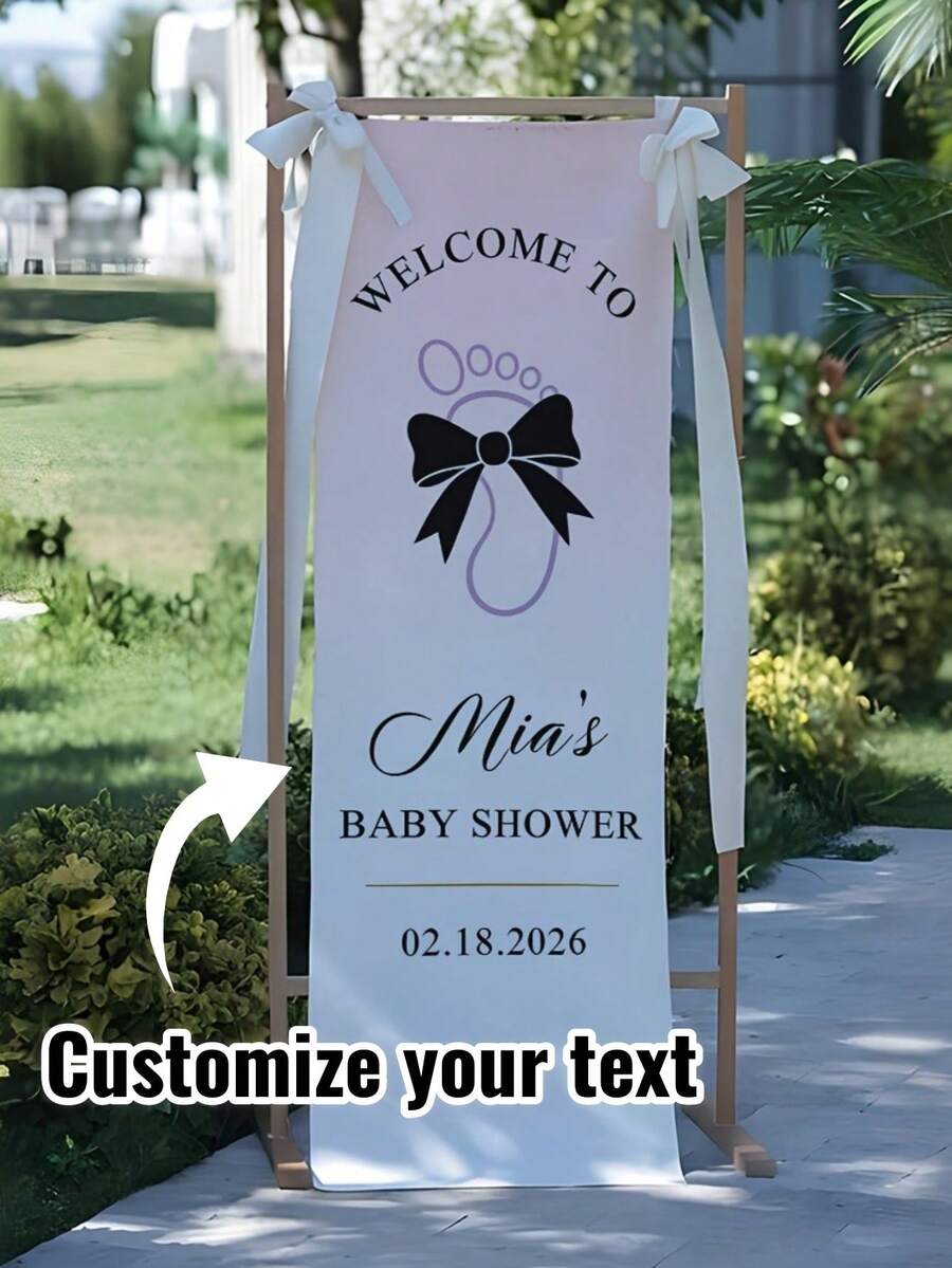 Faixa de boas-vindas branca personalizável em vários tamanhos - Pode ser personalizada com nome/data/texto, ideal para casamentos, aniversários, festas, decoração de diversos eventos, ótima para gestantes, pode ser usada em jardins, gramados e salas de estar. - Multicolorido - Ver 1