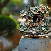 Chim ruồi đang chơi đùa và hót trong vườn, cọc trang trí sân vườn bằng acrylic chống thấm nước, bền chắc. - A - Xem 6