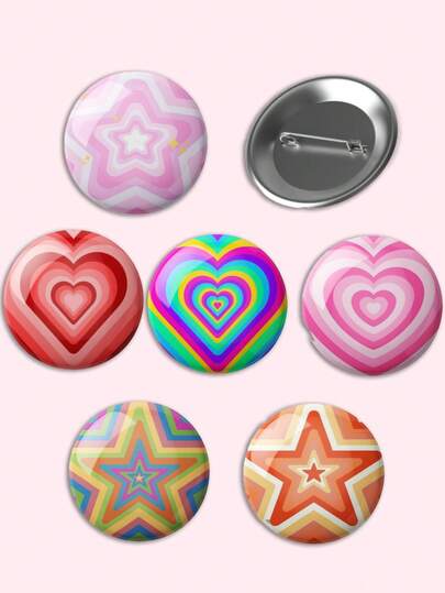1개 4.4cm/1.73인치 Y2K 미학 하트 & 별 패턴 안전핀 배지, 레트로 버튼 브로치, 의류, 가방, 백팩용 귀여운 라펠 핀, 친구 및 가족을 위한 재미있는 선물, 어머니, 아버지, 졸업 및 선생님을 위한 선물
