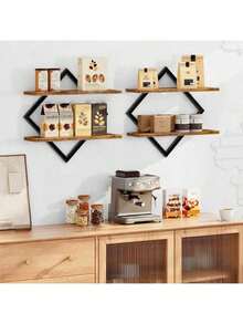 1pc/2pcs Wooden Wall-Mounted Shelving Unit, Suitable For Living Room Backdrop, Can Be Used As Vase Display Decor Rack And Home Storage Organizer - Multicolor - View 5