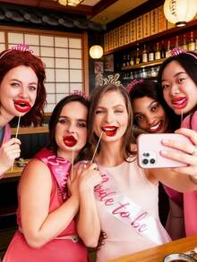 20pcs Lip & Mouth Photo Booth Props, Fun Mouth Selfie Accessories, Handheld Party Photo Booth Props DIY Kit, Suitable For Birthday, Wedding, Graduation Decoration (Includes Wooden Sticks) - Lips - View 2