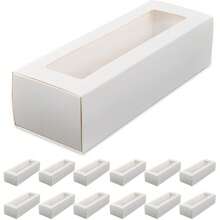 Hộp đựng bánh kiểu phương Tây tối giản (5-25 chiếc), hộp đựng bánh macaron, hộp đựng bánh ngọt bằng nhựa PVC có nắp lật và cửa sổ, hộp đựng bánh quy, kẹo bằng bìa cứng màu trắng. - trắng - Xem 1