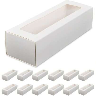5-25pcs Minimalist Western Style Cake Box, Macaron Box, Flip-Top Window PVC Pastry, Dessert Takeout Box, White Cardboard Cookie, Candy Paper Box