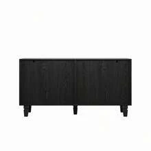 59'' Modern Buffet Sideboard With 4 Sunburst Doors Credenza Storage Cabinet With Solid Wood Legs Large Storage Cabinet For Kitchen Dining Living Room Entryway Black - 黑色 + 實木 + 中密度纖維板 + 美式設計 + 經典 + 農舍 + 現代 - 查看 6