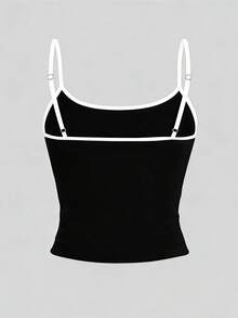 Bộ đồ 2 mảnh thời trang tối giản mùa hè mới, gợi cảm, năng động, gồm áo tank top không tay ôm sát, dây đeo điều chỉnh được, kiểu dáng thường ngày dành cho nữ. - Đen và trắng - Xem 7