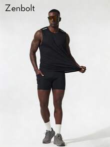 ZULIZ 男士透气运动背心，适合锻炼健身，黑色，夏季款 - 黑色 - 查看 1