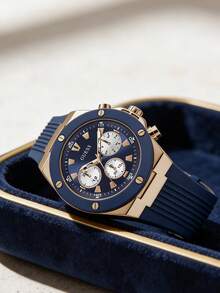 Guess Đồng hồ thạch anh nam/nữ, làm bằng thép không gỉ với dây cao su, thiết kế đơn giản và thời trang, thích hợp đeo hàng ngày - Món quà hoàn hảo cho nam/nữ, lý tưởng cho những dịp đặc biệt, GW0057G3 - màu đen - Xem 1