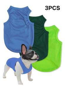 3 piezas Chaleco de unicolor de poliéster, combinación colorida, anti-pulgas, reduce el desprendimiento de pelo, aislante, transpirable para gatos y perros de interior y exterior - Multicolor - Ver 11