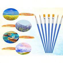 12/24/48 pièces Ensemble de pinceaux pour jeunes et adultes - Pinceaux d'artiste en poils de nylon durables pour peinture acrylique/huile/aquarelle sur canevas, visage, nail art - Soies plates et rondes assorties (fournitures d'art en vrac) - Multicolore - Voir 5