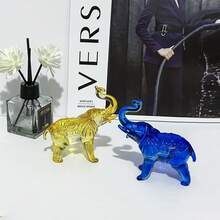 1 pieza Escultura de elefante de cristal transparente, decoración de elefante de vidrio, adecuado para estantería, hogar, sala de estar, oficina, decoración de gabinete, mesa, decoración de entrada, Día de San Valentín, Navidad, regalo de Año Nuevo - Adorno de elefante - Ver 11