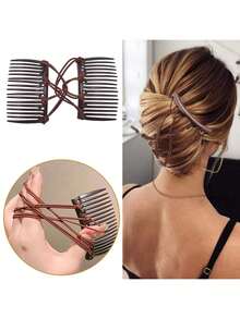1-5pcs Elastic Magic Hair Combs With Adjustable Clips, Suitable For Women And Girls, No Trace Hair Bun Maker, Applicable For Curly, Thick, Wavy Ponytail Hair Accessories, Made Of ABS Plastic, All Season Use Beauty Home Bedroom Decor Travel Accessories - Multicolor - View 6