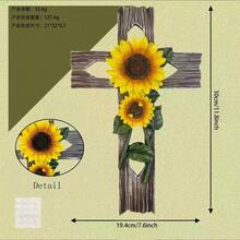 Vintage Distressed Wooden Heart Wing Cross Wall Decor, Christian Religious Style - A - View 3