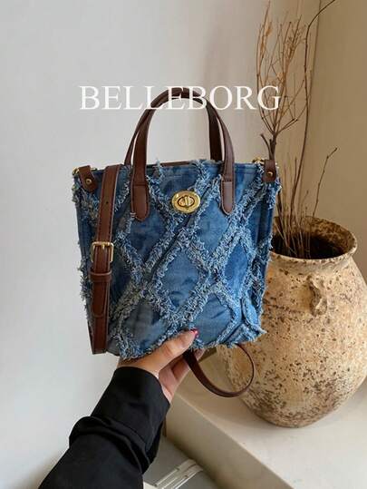 Kot Mavisi Minimalist Retro Moda Kadın El Çantası