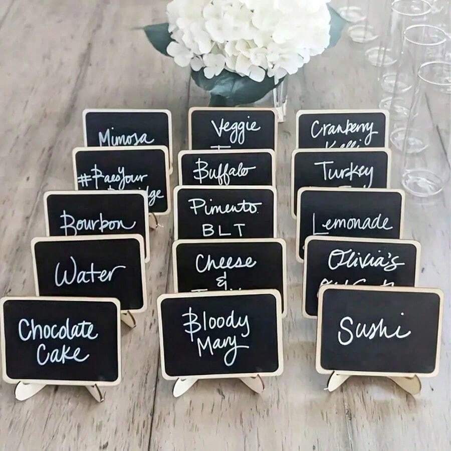 1/5/10pcs Mini Chalkboard Display Boards, Home Decor Signs, Mini Message Boards, Wooden Blackboards Suitable For Wedding, Baking Display, Hotel, Party, Dessert, Place Cards, Mother's Day, Graduation Ceremony And More Occasions - Multicolor - View 1