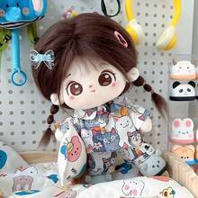 20cm Doll Clothes Set, Including 2pcs Outfit - Shirt And Pants, Cartoon Print Style, Cute Clothing Set, Doll Dress Up, Adorable, Plush Doll Costume, Party Favors, Birthday Gift (Doll And Shoes Not Included) - Multicolor - View 4