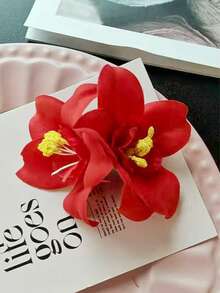 1/4/8个装花朵发夹，甜美扎染仿花发夹，女士优雅侧刘海夹，热带夏威夷花朵造型大发夹，适合夏季海滩、波西米亚风派对、婚礼、情人节等场合。 - 彩色 - 查看 9