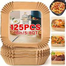 100pcs Air Fryer Paper,Air Fryer Liners Disposable, 125pcs Non-Stick Disposable Airfryer Liners, 8 Inch Unbleached Parchment Paper, Square Air Fryer Paper Liners For 5-8QT Air Fryer, Baking, Roasting Microwave - 100pcs - 查看 7