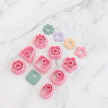 Mixed Shape Flower Clay Cutter Set, 1/8Pcs Polymer Clay Cutters For Floral Jewelry Making - Pink - View 2