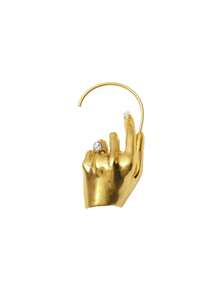 1 pieza Pendientes únicos de mujer con forma de mano de metal, accesorio de pendientes de moda - Dorado - Ver 4